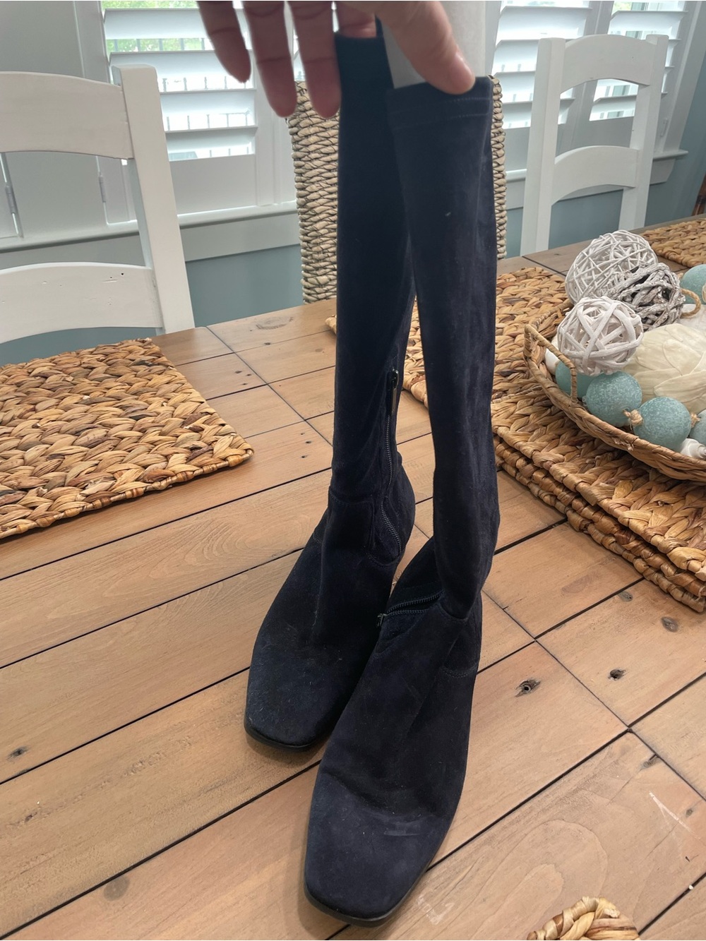 Aquatalia Navy Suede Knee-High Heeled Boots - 8- NEW 💙 - Picture 2 of 7